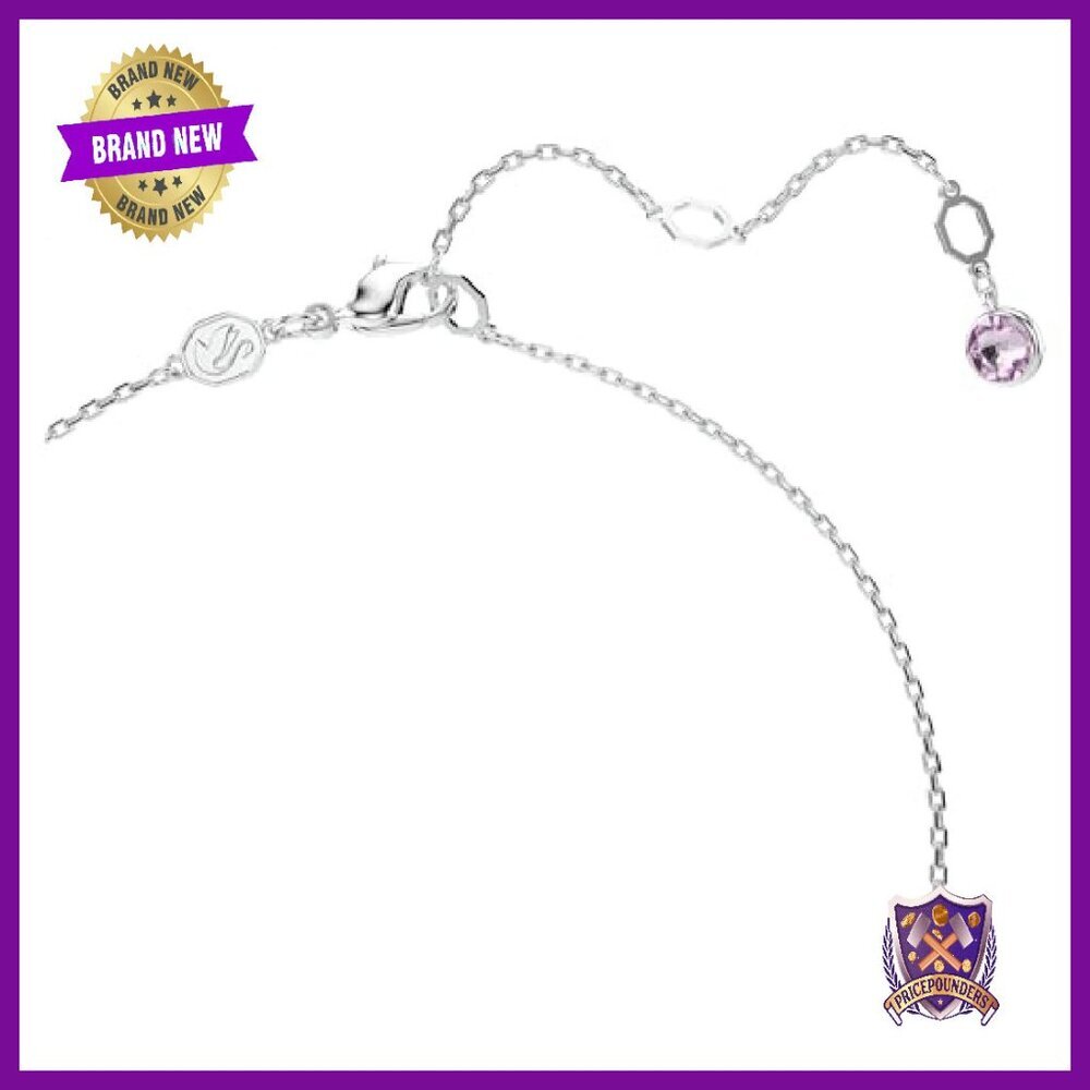 Rhodium Y-Necklace with Crystal Pendant, Adjustable 15-18 Inch - Picture 4 of 5